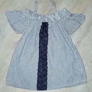3/$10 Navy and white striped blouse size 10/12